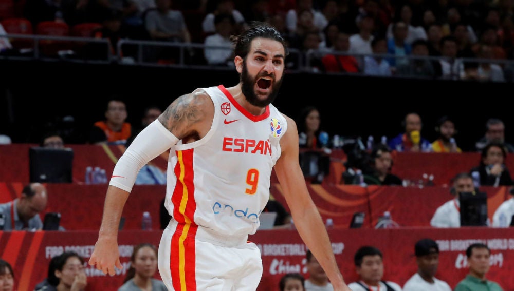 Ricky Rubio celebra un punto