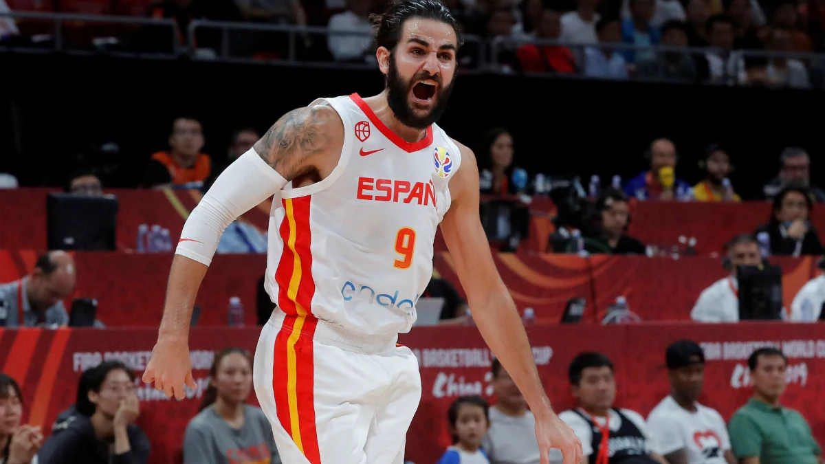 Ricky Rubio celebra un punto