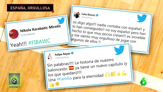 Pau Gasol y Felipe Reyes felicitan a la Selección por su clasificación a la final del Mundial Pau Gasol y Felipe Reyes felicitan a la Selección por su clasificación a la final del Mundial
