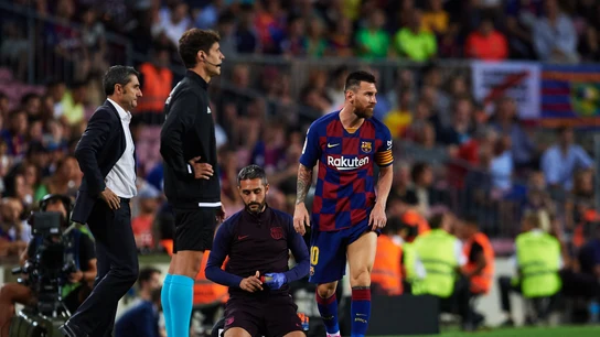 Messi, tras caer lesionado contra el Villarreal Messi, tras caer lesionado contra el Villarreal
