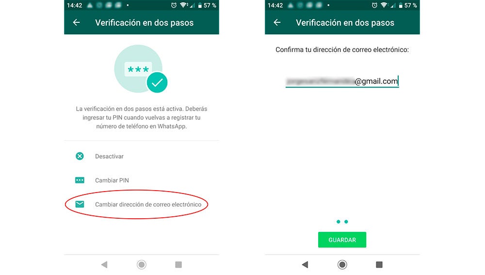 Pulsa en este botón para actualizar el email
