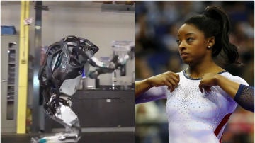Simone Biles alucina con el robot 'gimnasta'