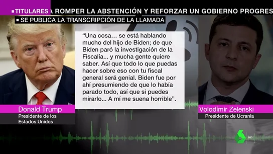 La transcripción de la llamada que confirma que Trump pidió a Ucrania que investigase a los Biden La transcripción de la llamada que confirma que Trump pidió a Ucriania que investigase a los Biden