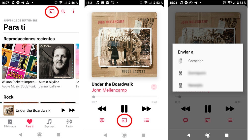 Enviando música a Chromecast