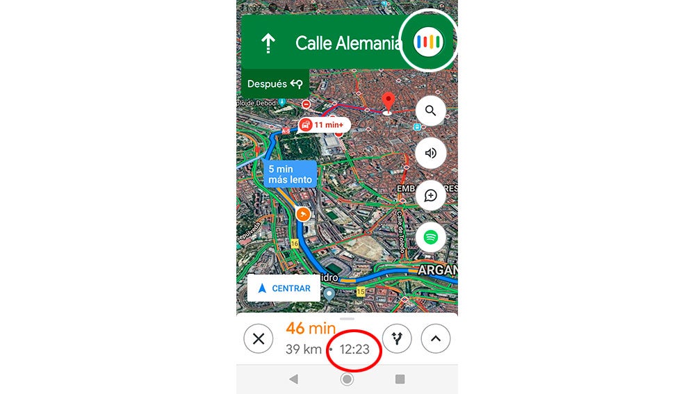 La hora de llegada, abajo