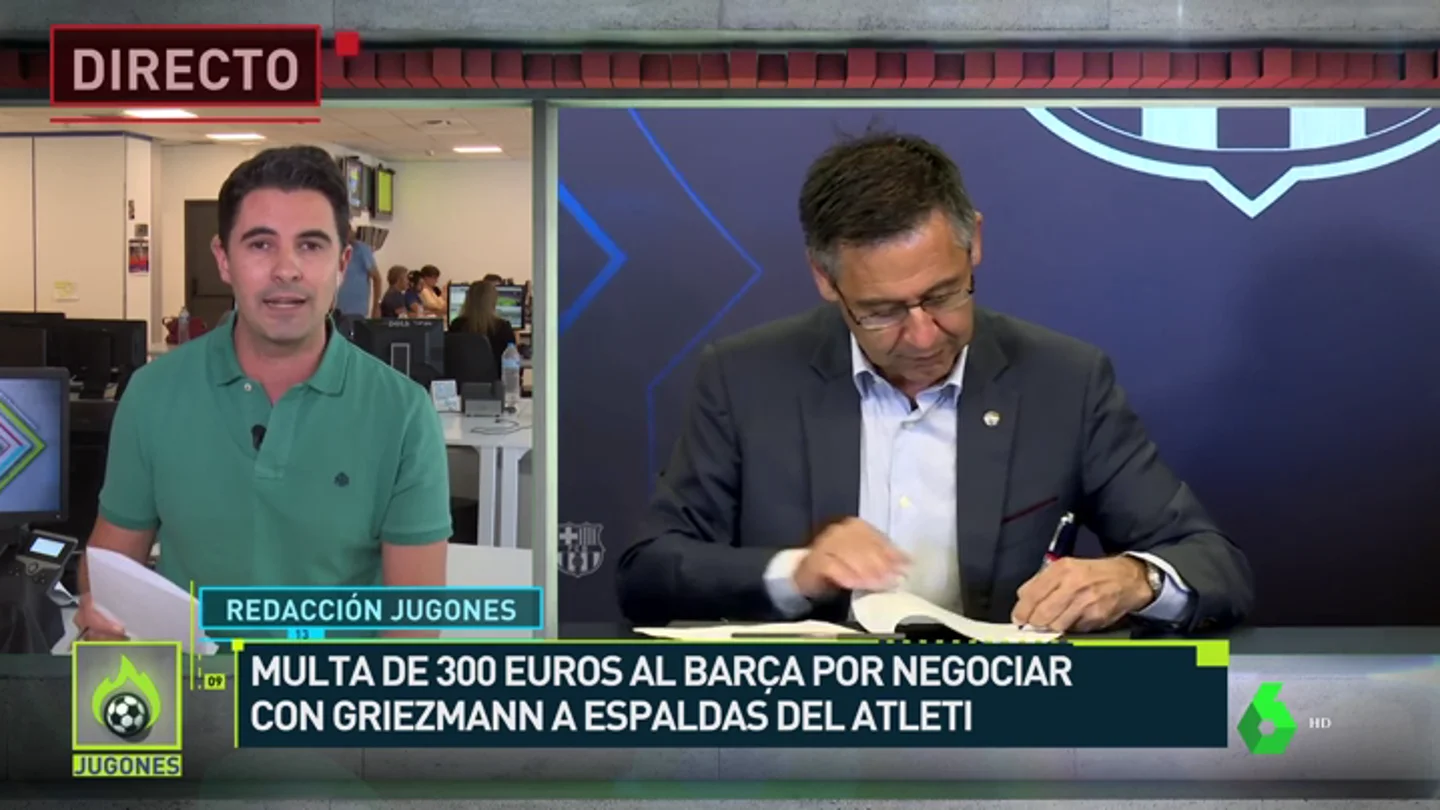 300 euros de multa al Barça por la negociación con Griezmann 300 euros de multa al Barça por la negociación con Griezmann