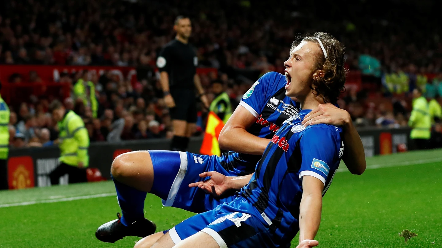 Luke Matheson, a sus 16 años, tras anotar un histórico gol en Old Trafford. Luke Matheson, a sus 16 años, tras anotar un histórico gol en Old Trafford.