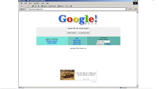 Primera página de inicio de Google Primera página de inicio de Google