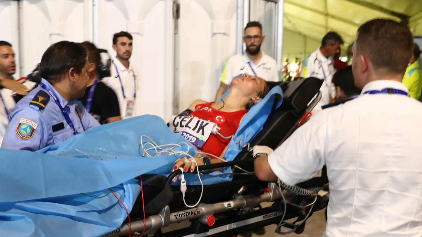 Fadine Çelik, en la maratón de Doha Fadine Çelik, en la maratón de Doha