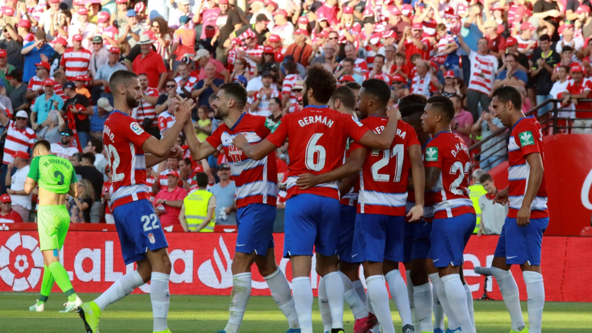 El Granada celebra un gol ante el Leganés