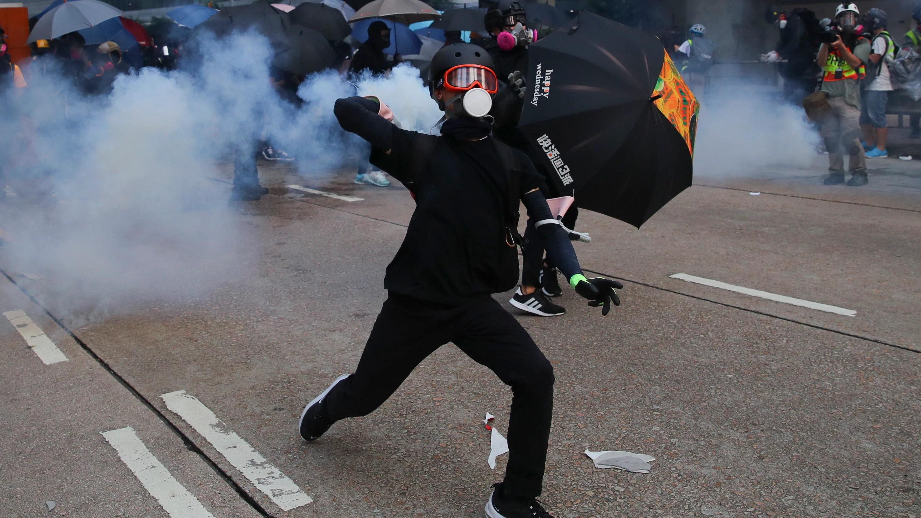 Uno de los manifestantes en Hong Kong