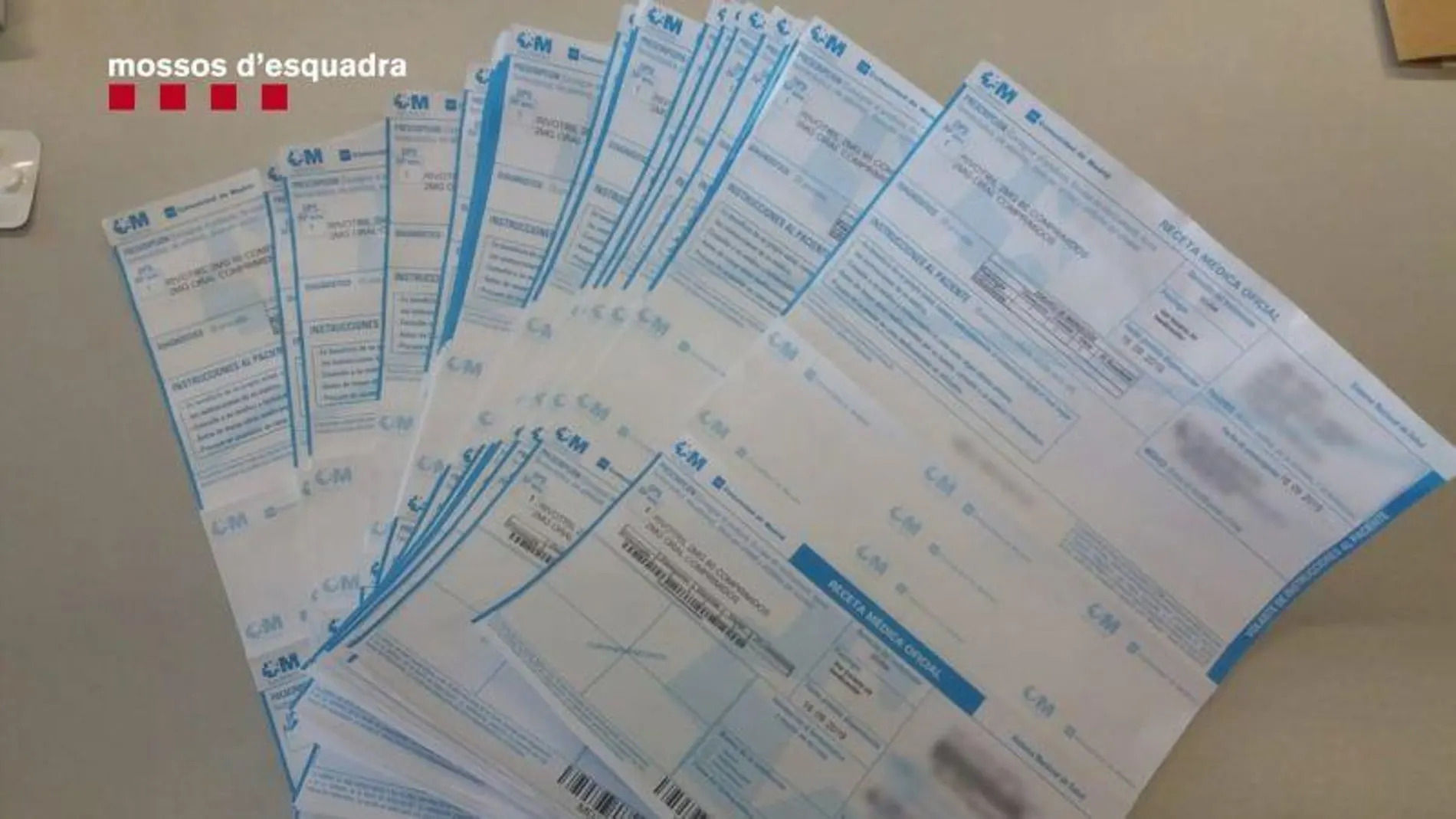Recetas médicas falsificadas procedentes del sistema sanitario de la Comunidad de Madrid.
