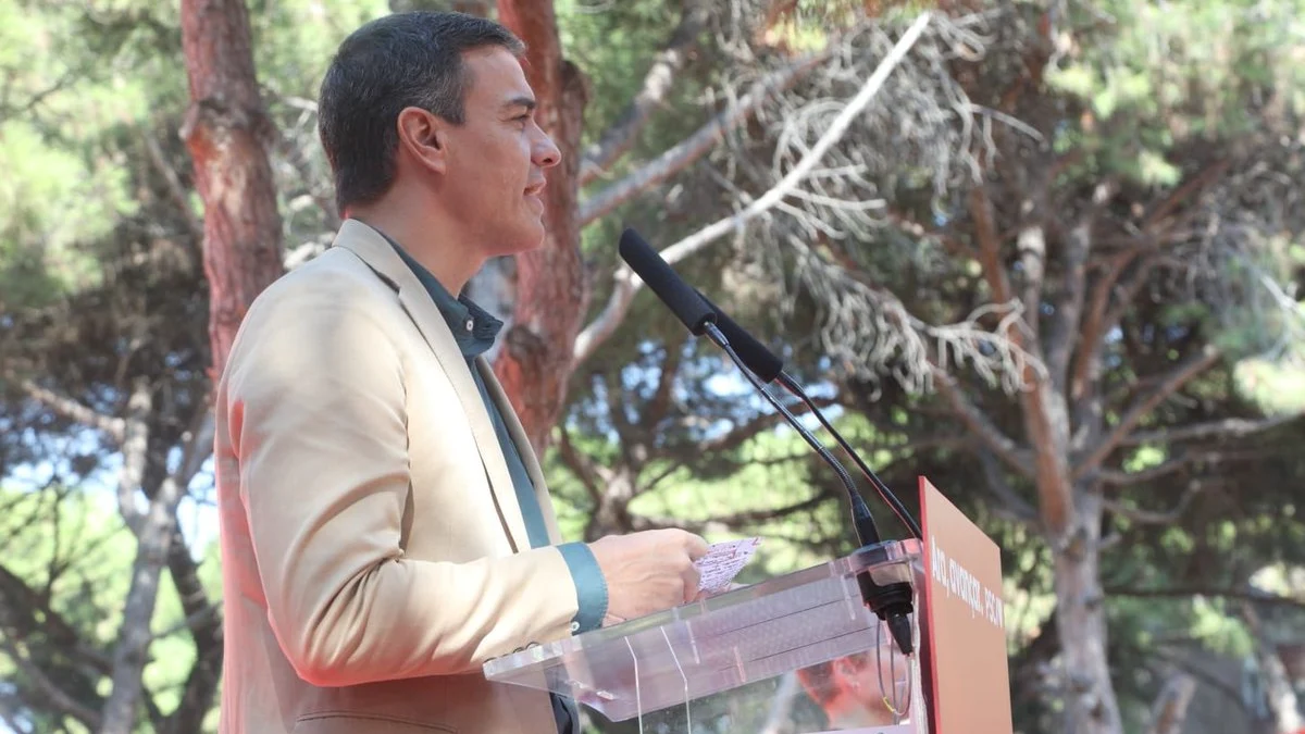 Pedro Sánchez durante el acto en Gavà 