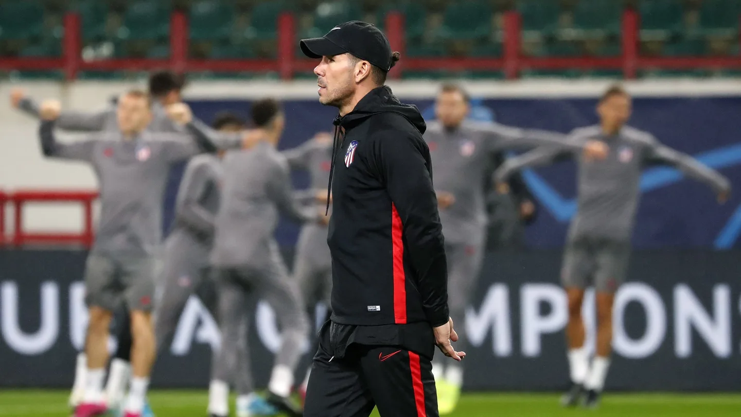 Simeone, en la sesión de entrenamiento de Moscú previa al partido ante el Lokomotiv. Simeone, en la sesión de entrenamiento de Moscú previa al partido ante el Lokomotiv.
