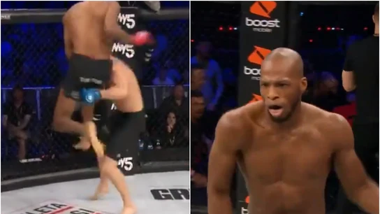 Michael Page deja KO a su rival de un rodillazo volador y se burla de él Michael Page deja KO a su rival de un rodillazo volador y se burla de él