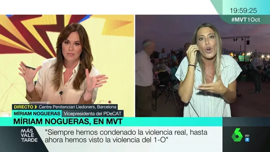 Tensa entrevista entre Mamen Mendizábal y la portavoz del PDeCAT: "El Estado prefiere la represión y la violencia" Tensa entrevista entre Mamen Mendizábal y la portavoz del PDeCAT: "El Estado prefiere la represión y la violencia"