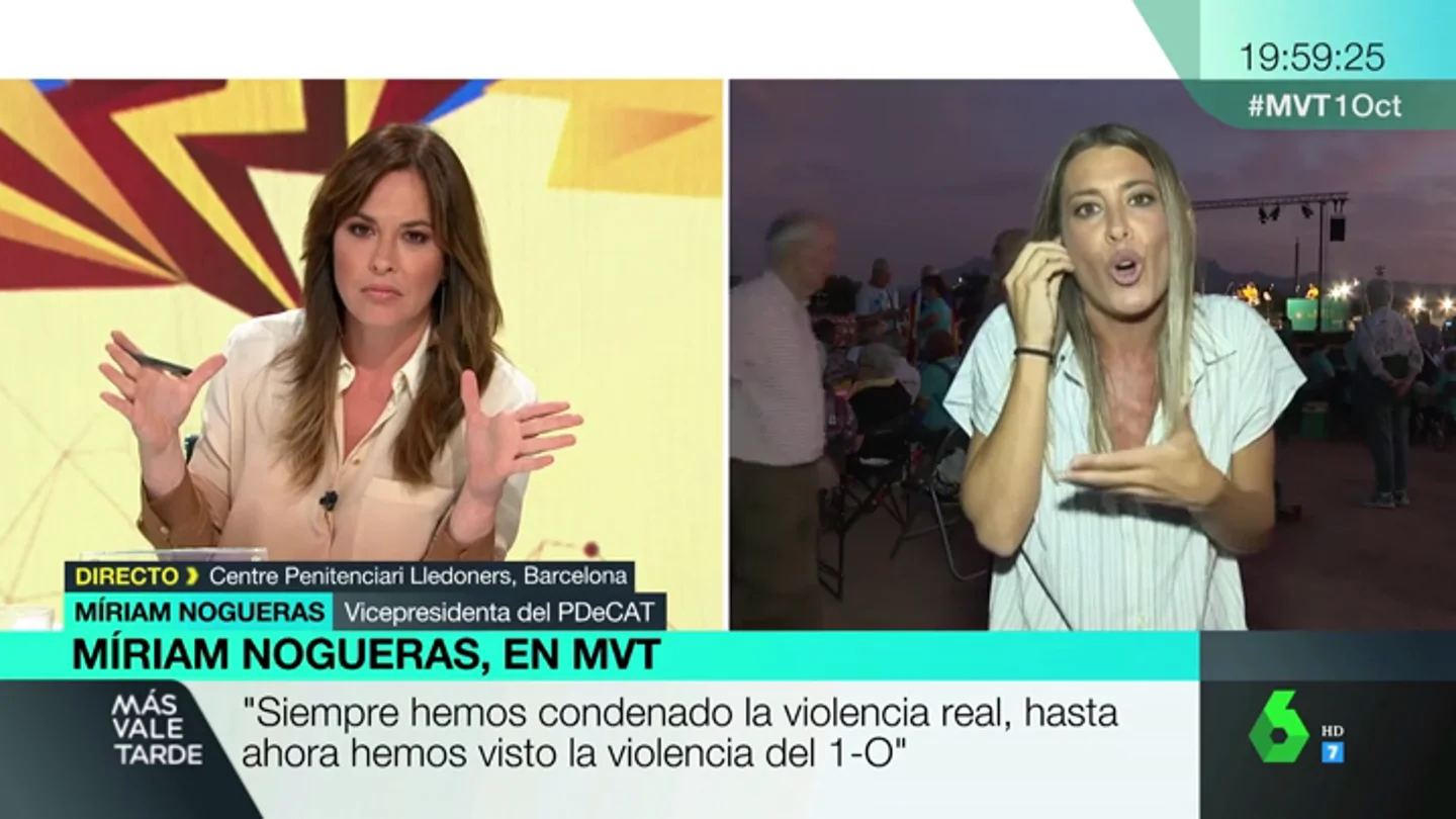 Tensa entrevista entre Mamen Mendizábal y la portavoz del PDeCAT: "El Estado prefiere la represión y la violencia" Tensa entrevista entre Mamen Mendizábal y la portavoz del PDeCAT: "El Estado prefiere la represión y la violencia"