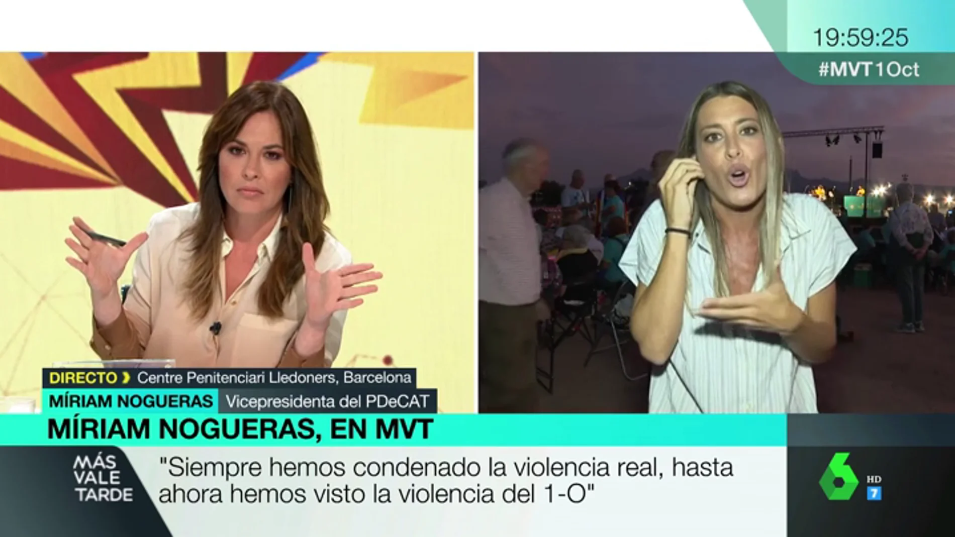 Tensa entrevista entre Mamen Mendizábal y la portavoz del PDeCAT: "El Estado prefiere la represión y la violencia"