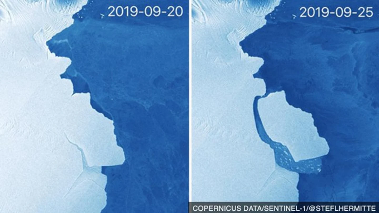 Amery antes y después de desprenderse el iceberg Amery antes y después de desprenderse el iceberg
