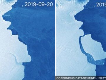 Amery antes y después de desprenderse el iceberg Amery antes y después de desprenderse el iceberg
