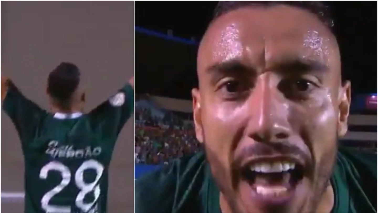 La celebración de Alan Ruschel tras su primer gol con el Goias La celebración de Alan Ruschel tras su primer gol con el Goias