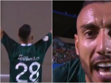 La celebración de Alan Ruschel tras su primer gol con el Goias La celebración de Alan Ruschel tras su primer gol con el Goias