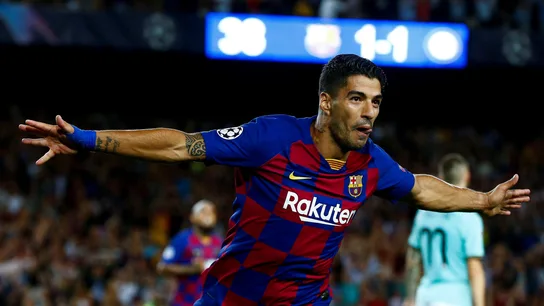 Luis Suárez, celebrando el gol de la victoria ante el Inter de Milán.  Luis Suárez, celebrando el gol de la victoria ante el Inter de Milán.