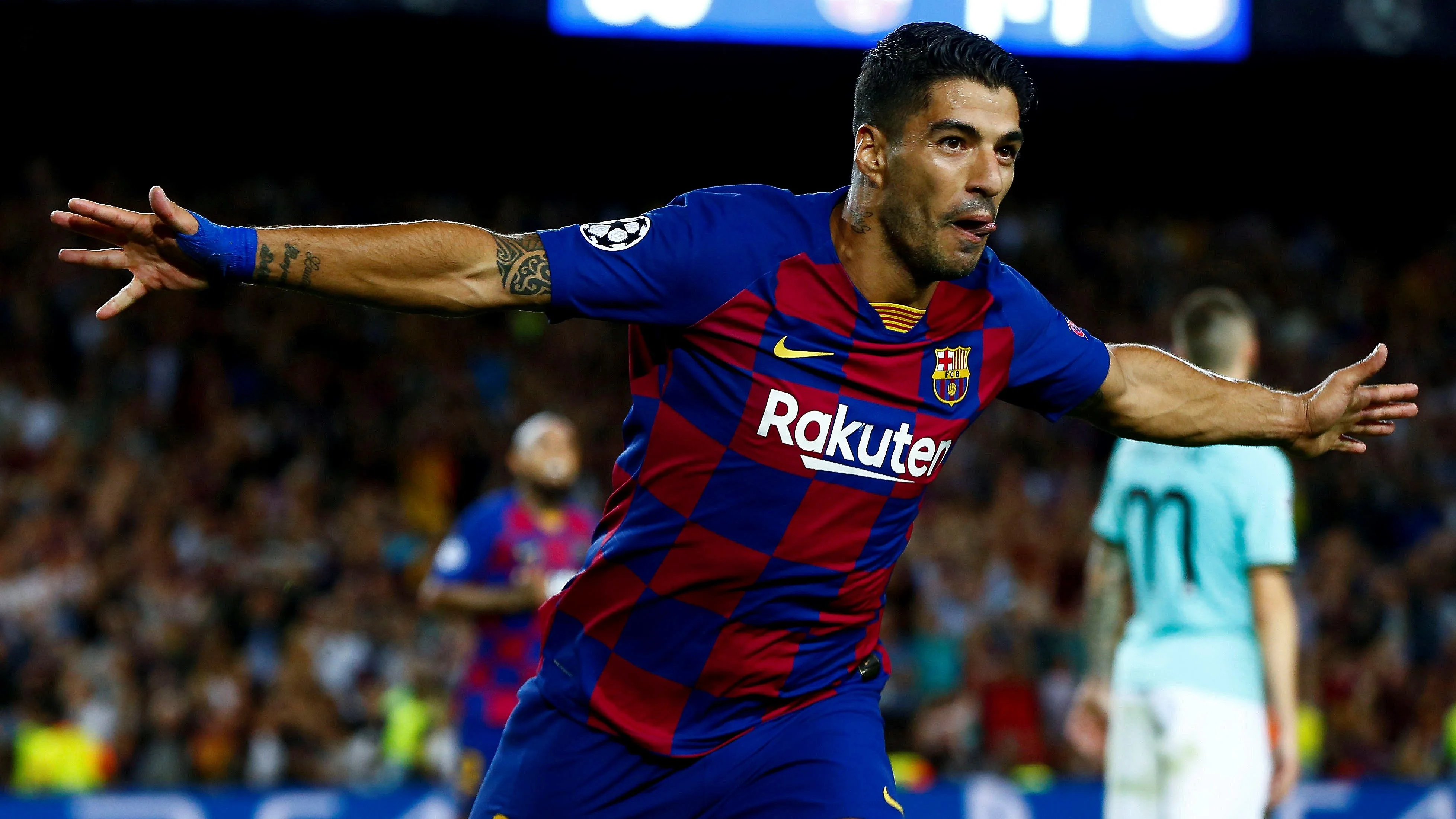 Luis Suárez, celebrando el gol de la victoria ante el Inter de Milán. 