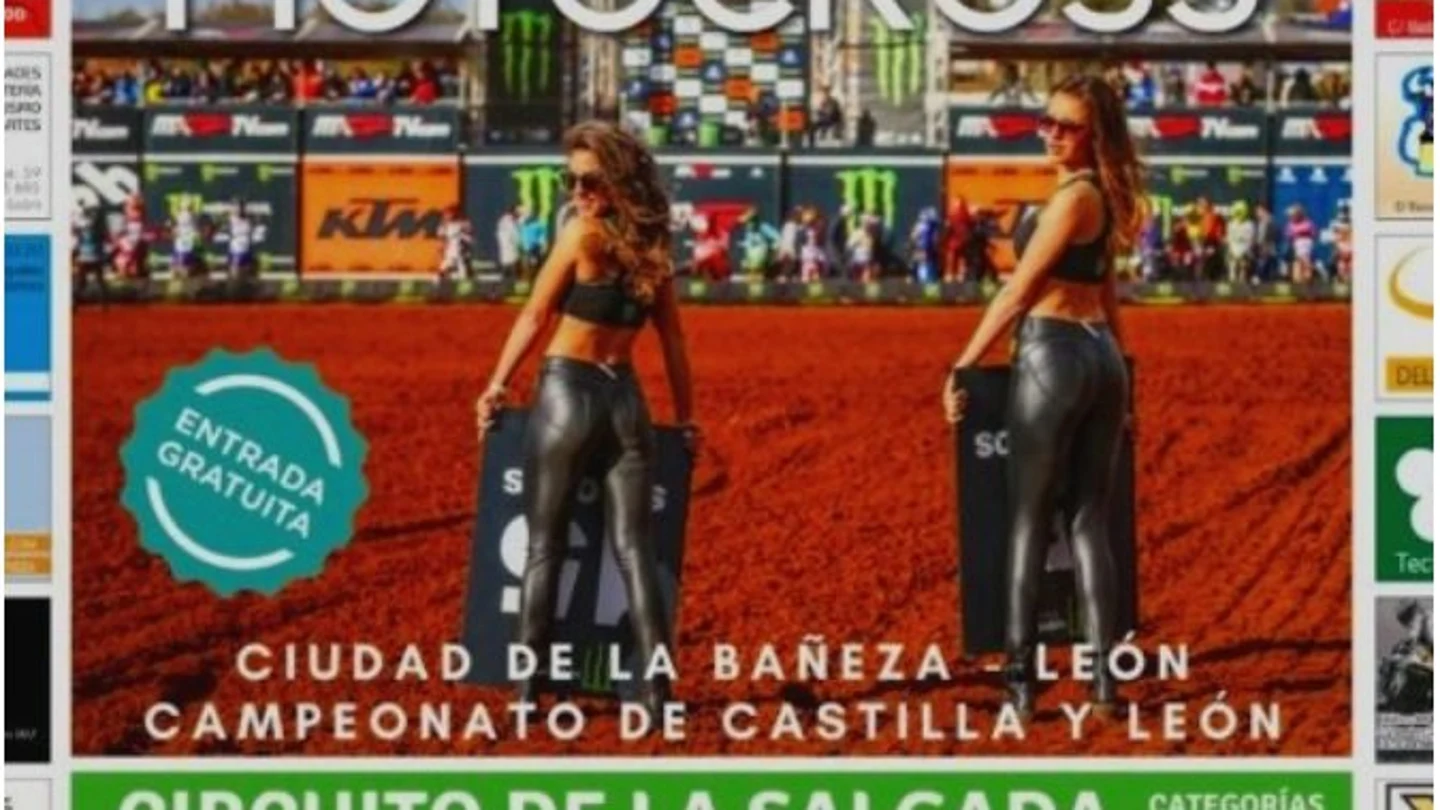 Fragmento del cartel de la carrera de motocross en La Bañeza, León. Fragmento del cartel de la carrera de motocross en La Bañeza, León.
