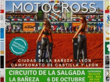 Fragmento del cartel de la carrera de motocross en La Bañeza, León. Fragmento del cartel de la carrera de motocross en La Bañeza, León.