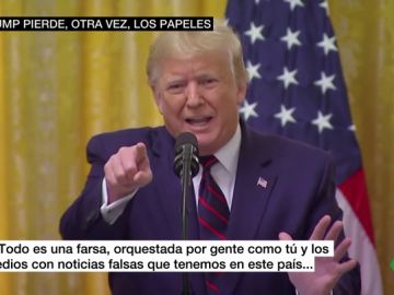 Trump estalla contra un periodista tras preguntarle por el 'Ucrania Gate': "Es una farsa orquestada por gente como tú" Trump estalla contra un periodista tras preguntarle por el 'Ucrania Gate': "Es una farsa orquestada por gente como tú"