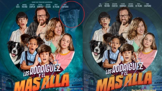 El cartel original de la película, y el cartel sin Plácido Domingo El cartel original de la película, y el cartel sin Plácido Domingo