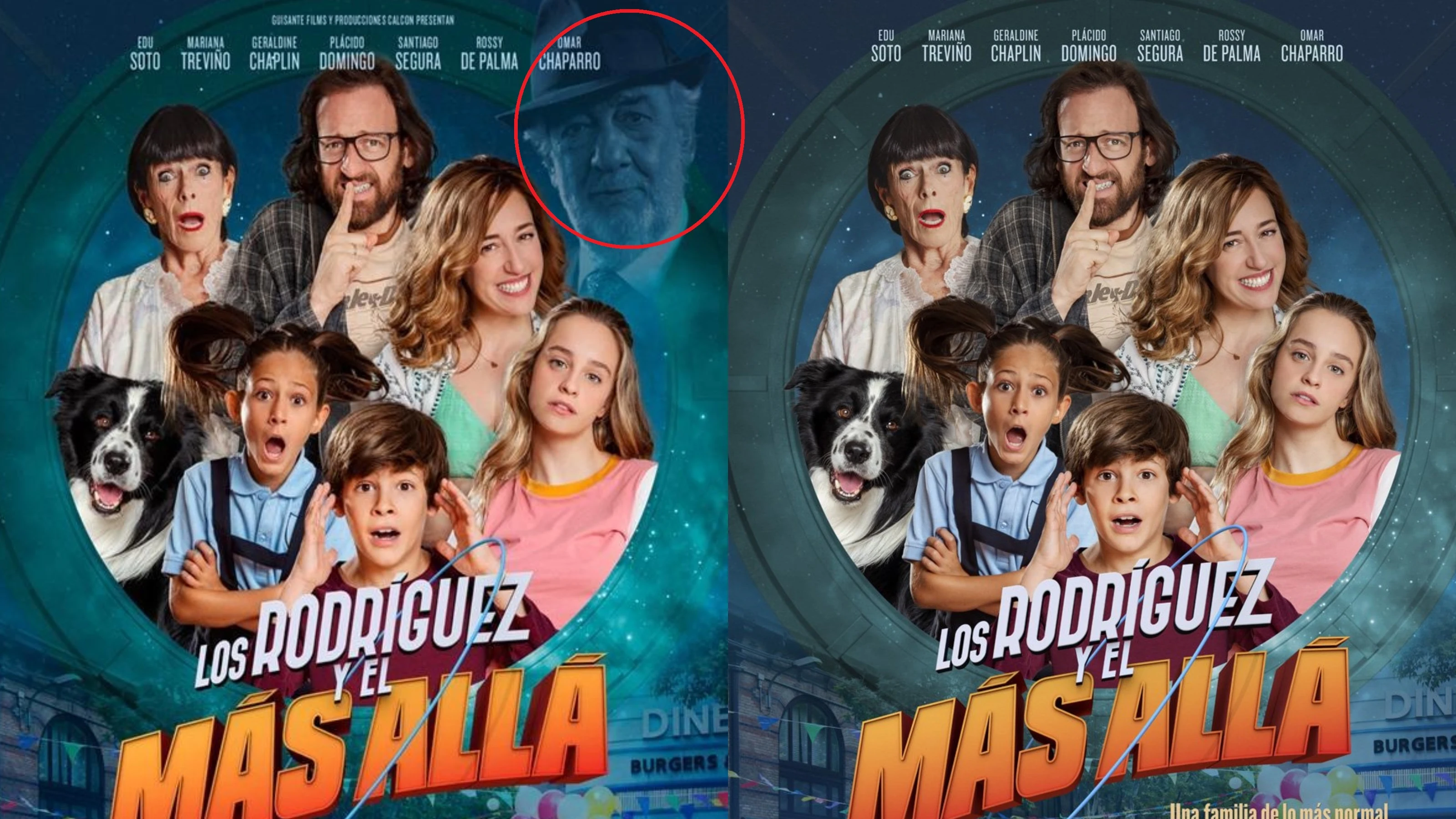 El cartel original de la película, y el cartel sin Plácido Domingo