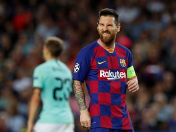 Leo Messi, durante el partido contra el Inter Leo Messi, durante el partido contra el Inter