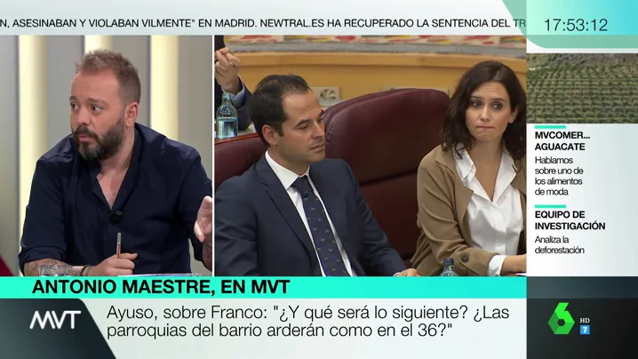 Antonio Maestre, sobre Ayuso: "Utiliza una retórica franquista. La repite porque no tiene pose intelectual para armar un argumento contrario" Antonio Maestre, sobre Ayuso: "Utiliza una retórica franquista. La repite porque no tiene pose intelectual para armar un argumento contrario"