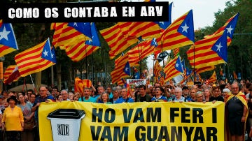 Varios manifestantes, durante la concentración convocada en Barcelona el 1-O
