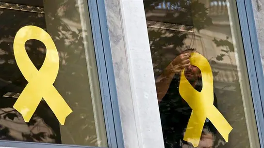 Trabajadores del Departamento de Agricultura de la Generalitat retiran los lazos Trabajadores del Departamento de Agricultura de la Generalitat retiran los lazos