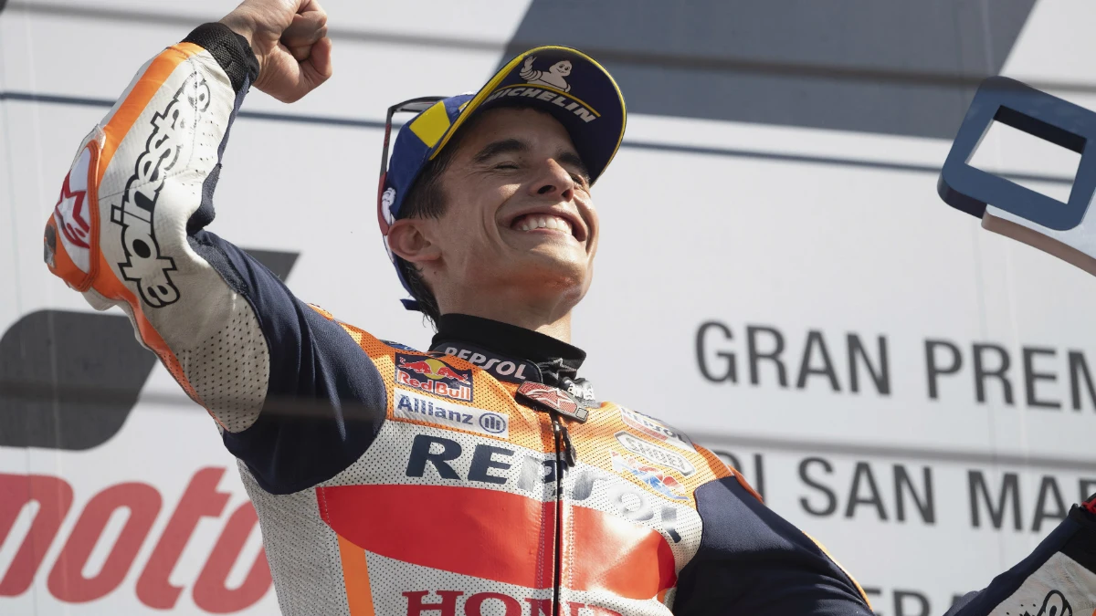 Marc Márquez celebra una victoria