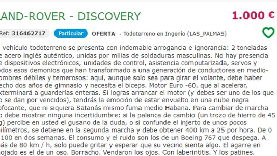 Imagen del anuncio de la venta de un todoterreno en Canarias Imagen del anuncio de la venta de un todoterreno en Canarias