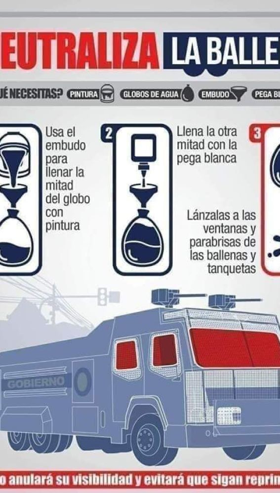 Imagen difundida en redes sobre al camión lanza agua de la Policía