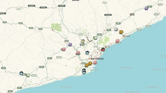 Mapa en tiempo real de los cortes de carreteras en Cataluña Mapa en tiempo real de los cortes de carreteras en Cataluña