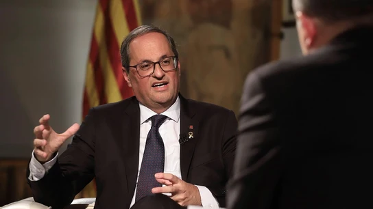 Imagen facilitada por la Generalitat de la entrevista que Torra ha ofrecido a 'TV3' Imagen facilitada por la Generalitat de la entrevista que Torra ha ofrecido a 'TV3'