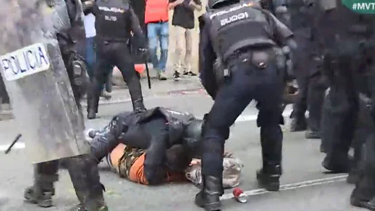 La Policía reduce a un manifestante La Policía reduce a un manifestante
