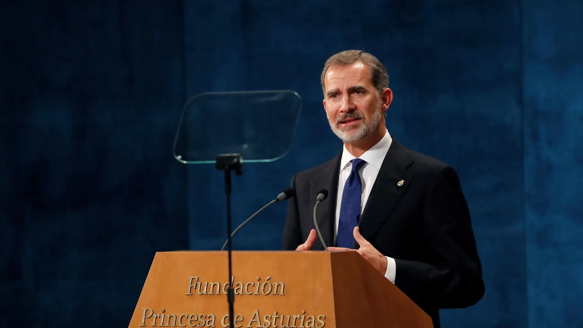 El rey Felipe, durante su discurso en los Premios Princesa de Asturias
