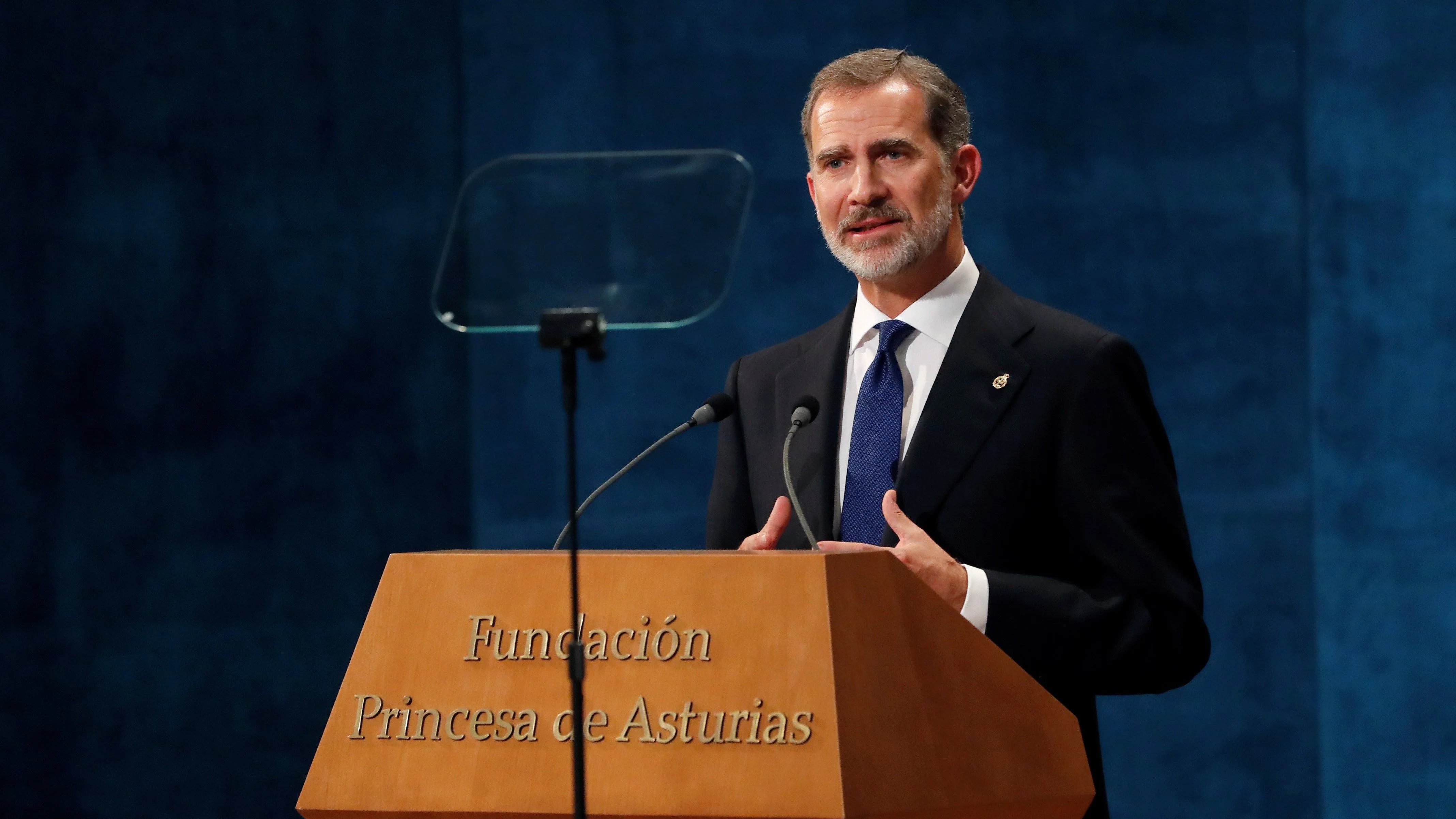 El rey Felipe, durante su discurso en los Premios Princesa de Asturias