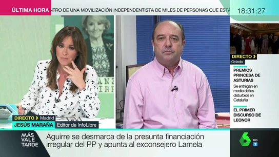 Jesús Maraña, sobre la declaración de Esperanza Aguirre: "Todo lo hace con seguridad, pero es poco creíble" Jesús Maraña, sobre la declaración de Esperanza Aguirre: "Todo lo hace con seguridad, pero es poco creíble"