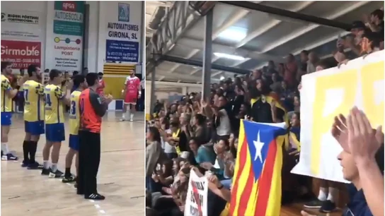 Reivindicación política en un partido de balonmano Reivindicación política en un partido de balonmano
