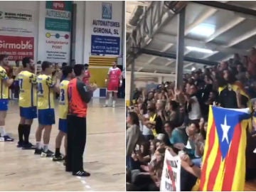 Reivindicación política en un partido de balonmano Reivindicación política en un partido de balonmano
