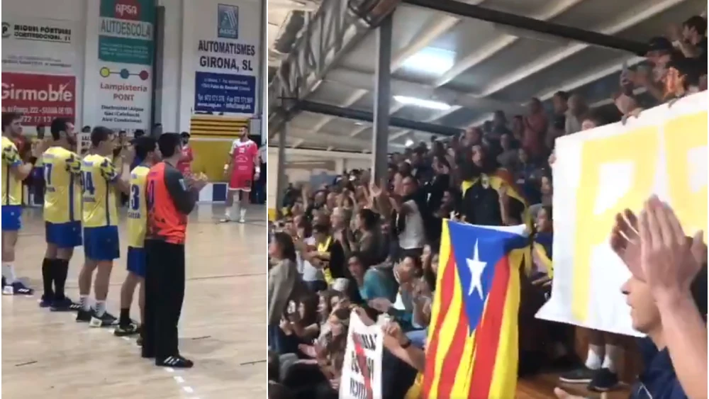 Reivindicación política en un partido de balonmano 