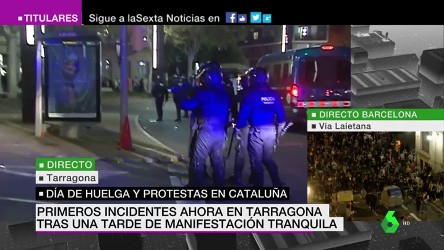 Cargas policiales en Tarragona tras finalizar la manifestación pacífica Cargas policiales en Tarragona tras finalizar la manifestación pacífica
